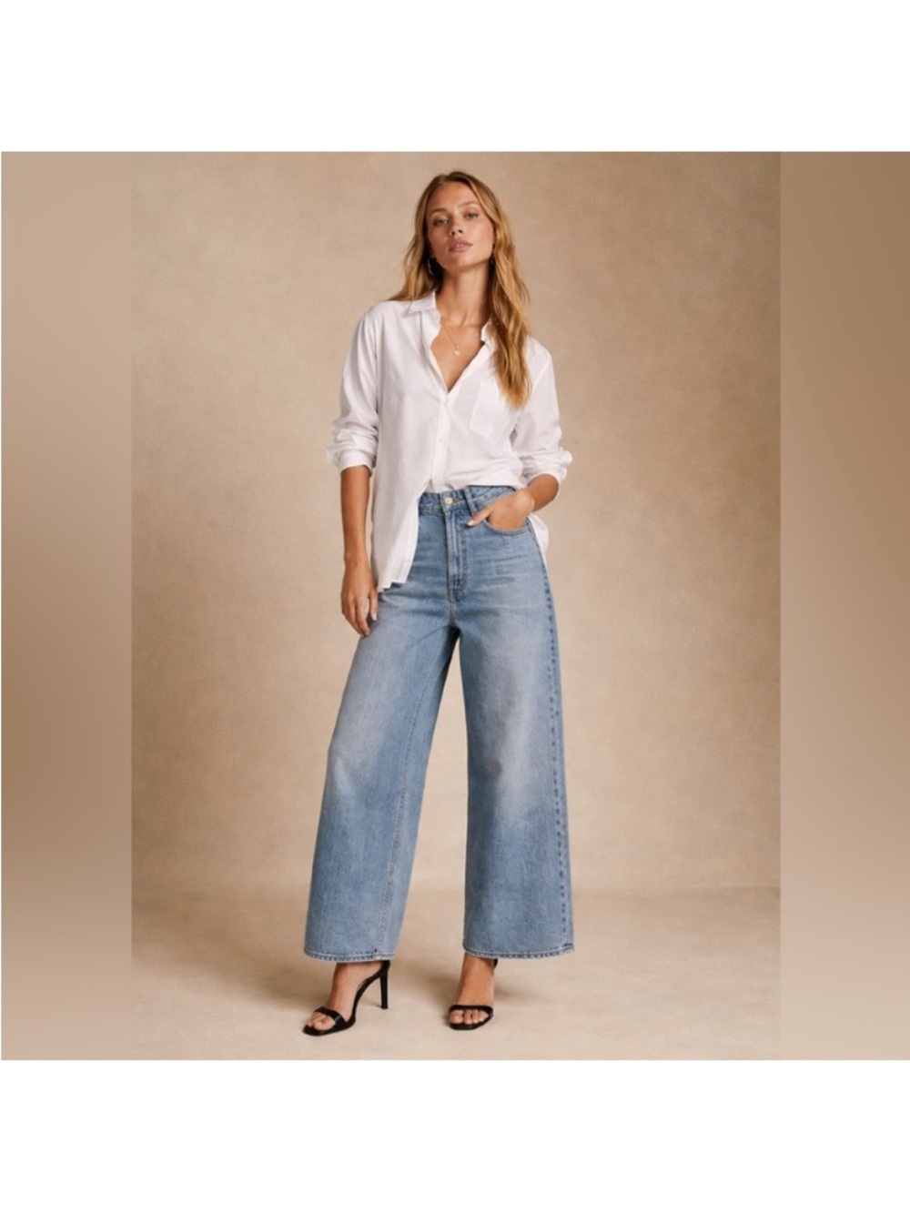 Agolde Wide-Leg High-Rise Jeans in Light Blue Denim